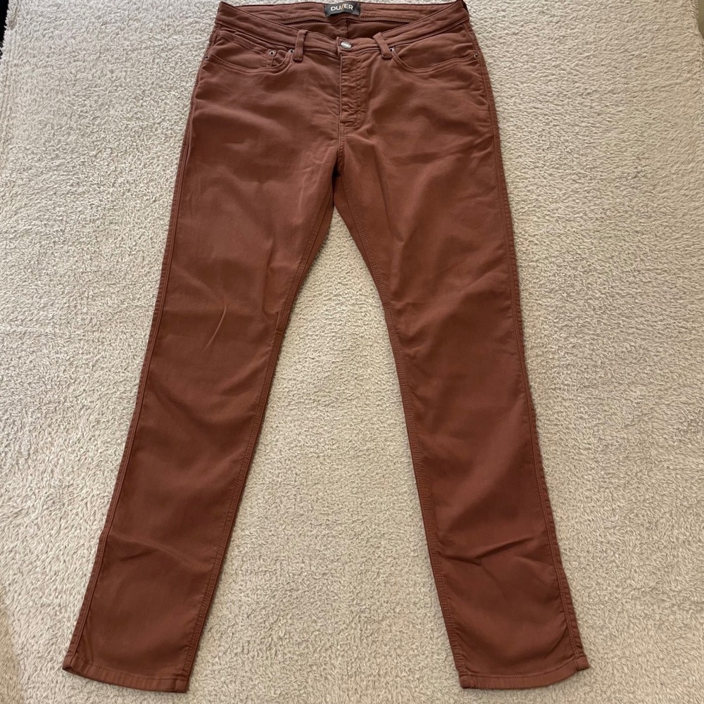 DU/ER No Sweat Slim Pants Size 36x32 Mars Brown